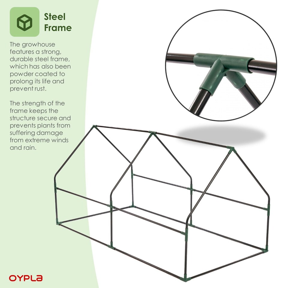 image 1 of Oypla Steeple Growhouse Garden Plant Greenhouse with Plastic Mesh Cover - 180x90x90cm