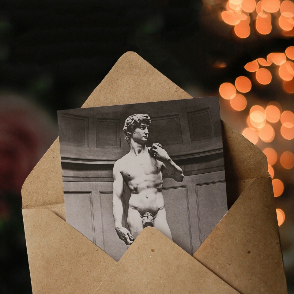 image 1 of Michelangelo Art Card Statue of David Vintage Photograph