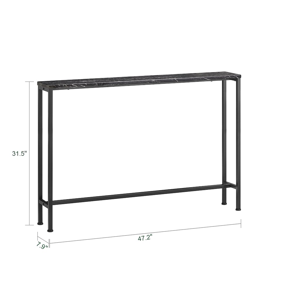 image 1 of SoBuy Slim Console Table, Black Marble Effect Top, Metal Frame, 47.2x7.9x31.5 in, 6.15 kg - FSB19-XL-SCH