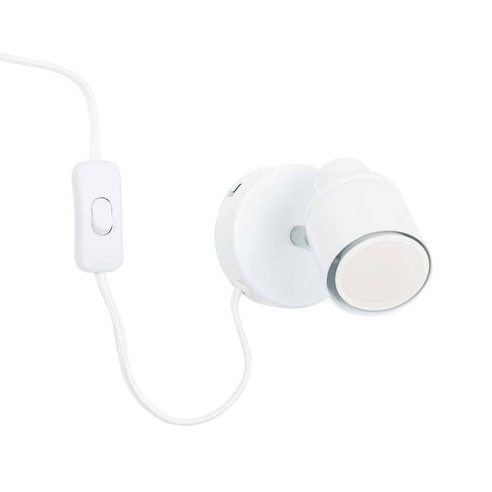 image 1 of ValueLights Benton White IP44 Wall Light With Cable Plug | White