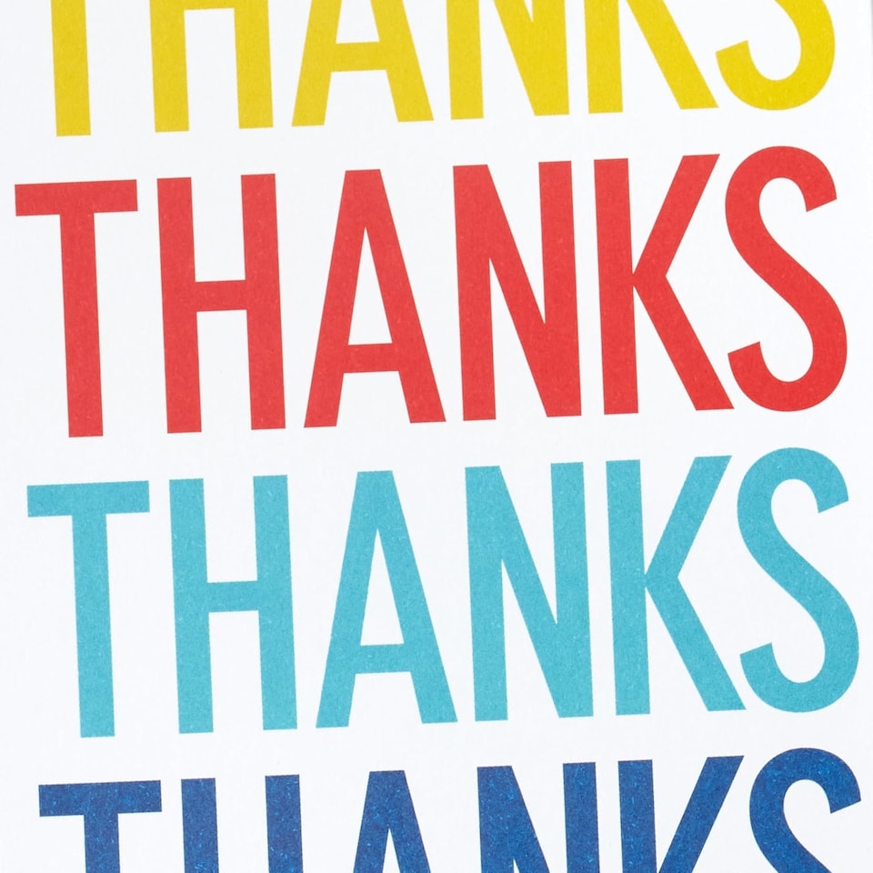 image 1 of Colouring Lettering Design Pack of 48 in 4 Designs Thank You Cards