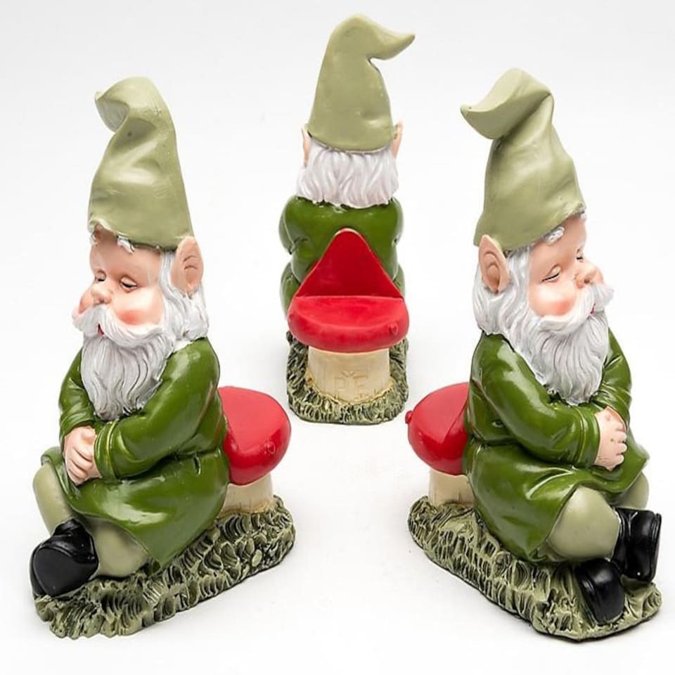 image 1 of Sleeping Gnome Plant Pot Feet - Set of 3 Green