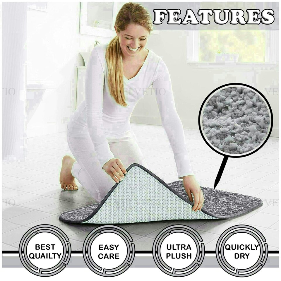 image 1 of VELVETIO Bath Mats & Pedestal Mat Set Anti Slip Super Soft Water Absorbent Pink | Blush Pink
