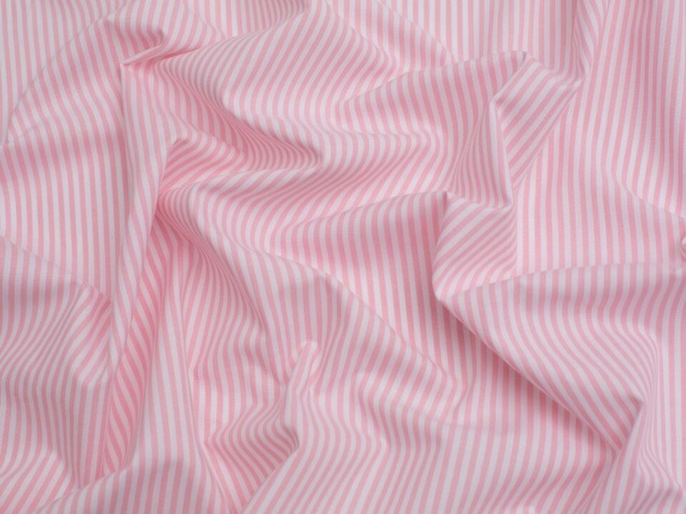 Minerva Core Range Pink Stripe Yarn Dyed Cotton Chambray Fabric for Dressmaking, 144cm / 56" Wide - per metre