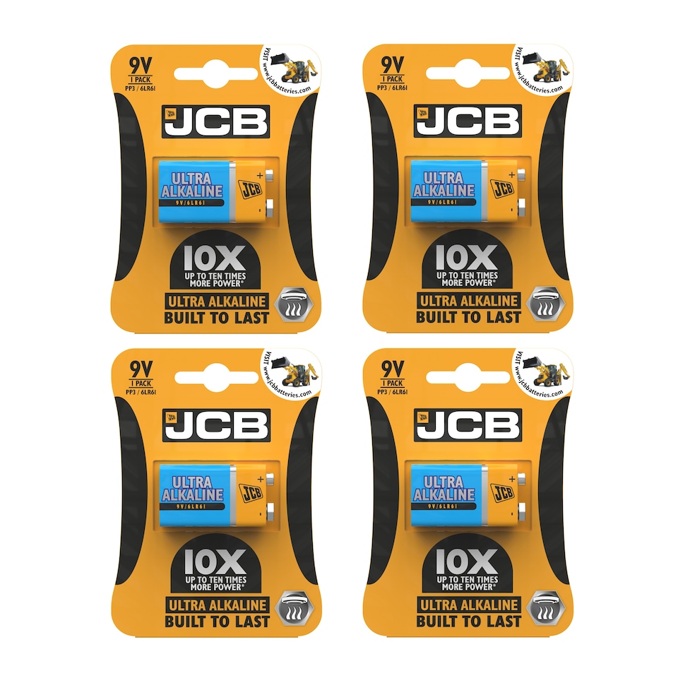 4x JCB Ultra Alkaline 9V Battery - Pack of 1 | Multi | 9V | 1