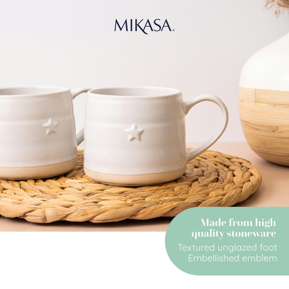 image 1 of Mikasa Mug Set White Stoneware 380ml Set of 2