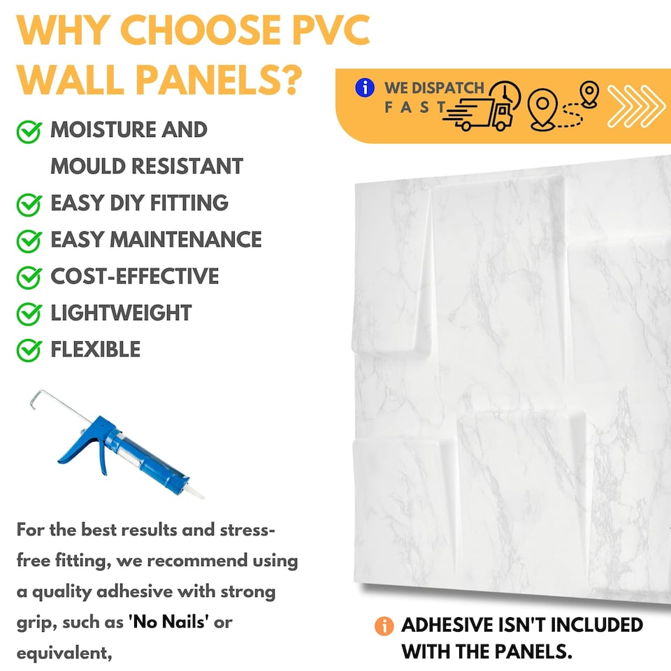 image 1 of NOVECRAFTO 3D Geometric Wall Panels – Matt White Squares Design – 6 PVC Sheets – 1.5m² (16.15sqft) – Interior Cladding Wall Tile Effect | White