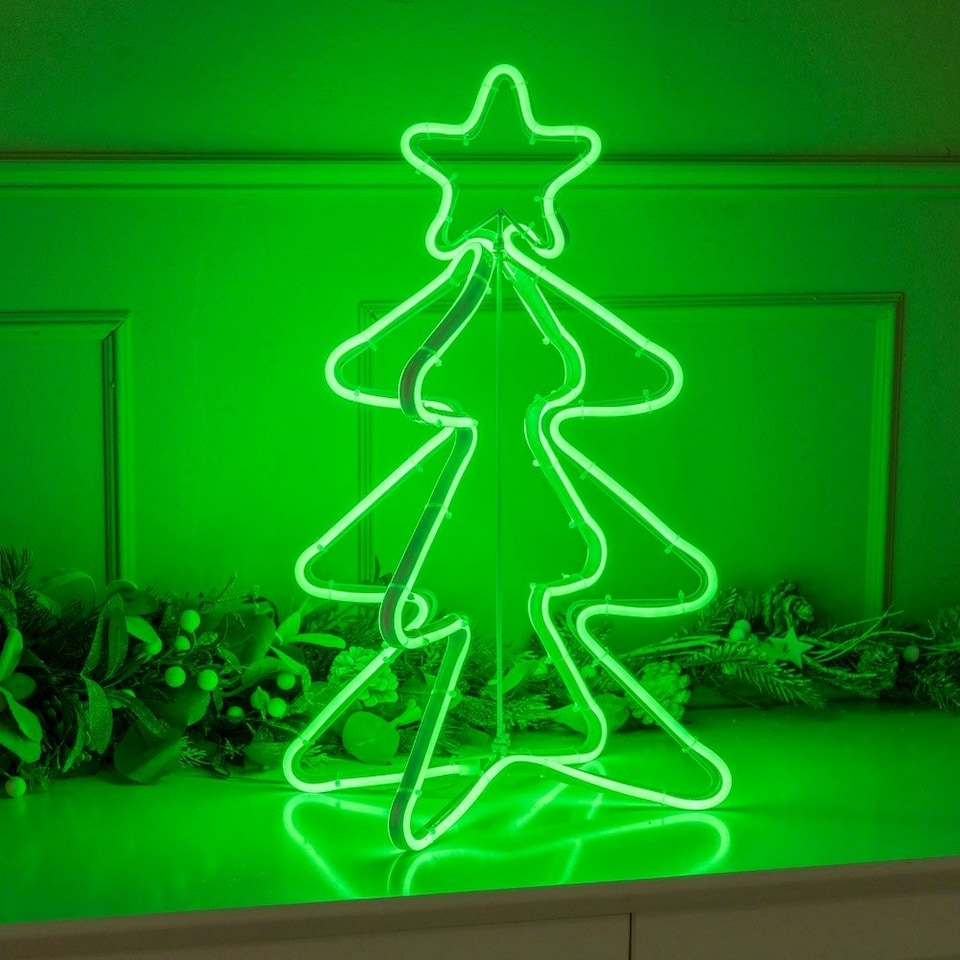 image 1 of ValueLights Christmas Tree Green Illuminated Decoration and Integrated 2835 Integrated LED 6W Green Bulb