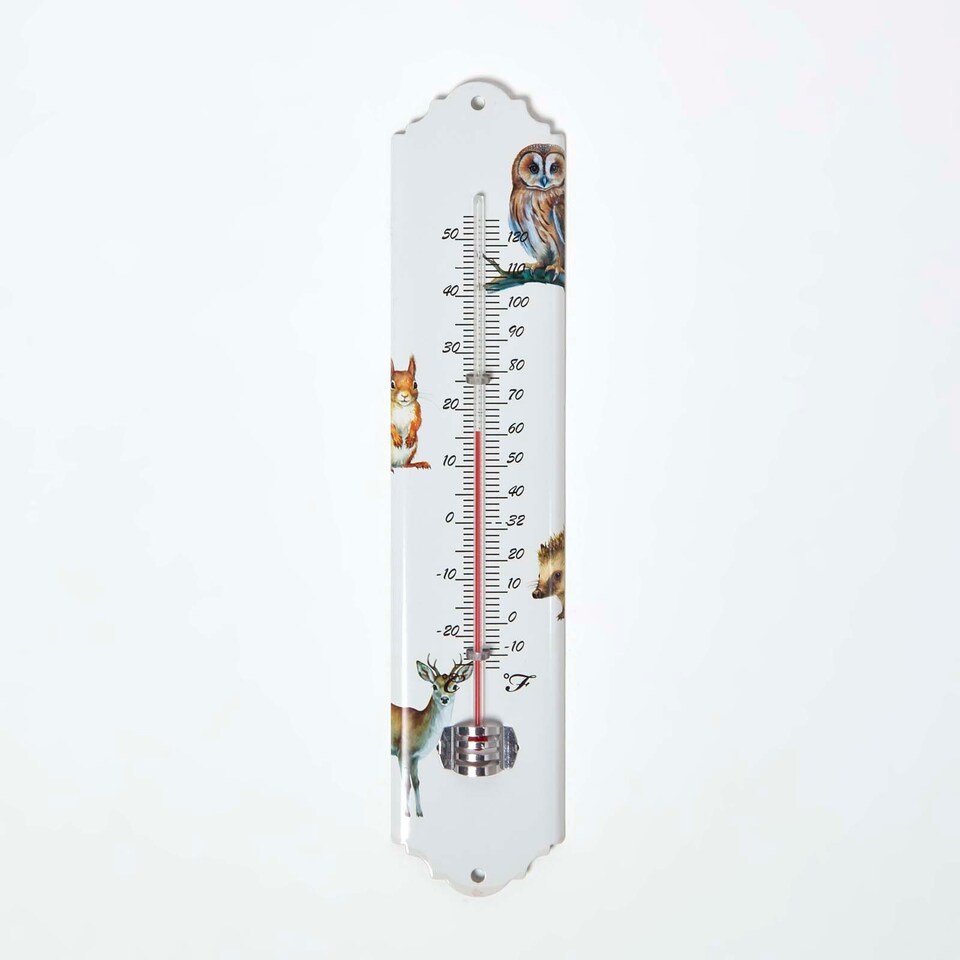 image 1 of Homescapes Outdoor Thermometer with Woodland Animal Design