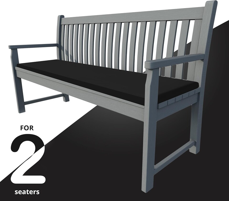 image 1 of Waterproof Garden Bench Cushion 2 Seater I Indoor & Outdoor Bench Seat Pad | Black