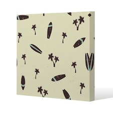 Surf Board & Palm Silhouettes (Canvas Print) 90 x 90 x 4cm
