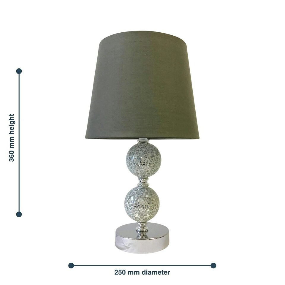 image 1 of Mosaic Touch Lamp with Grey Shade Chrome | Grey