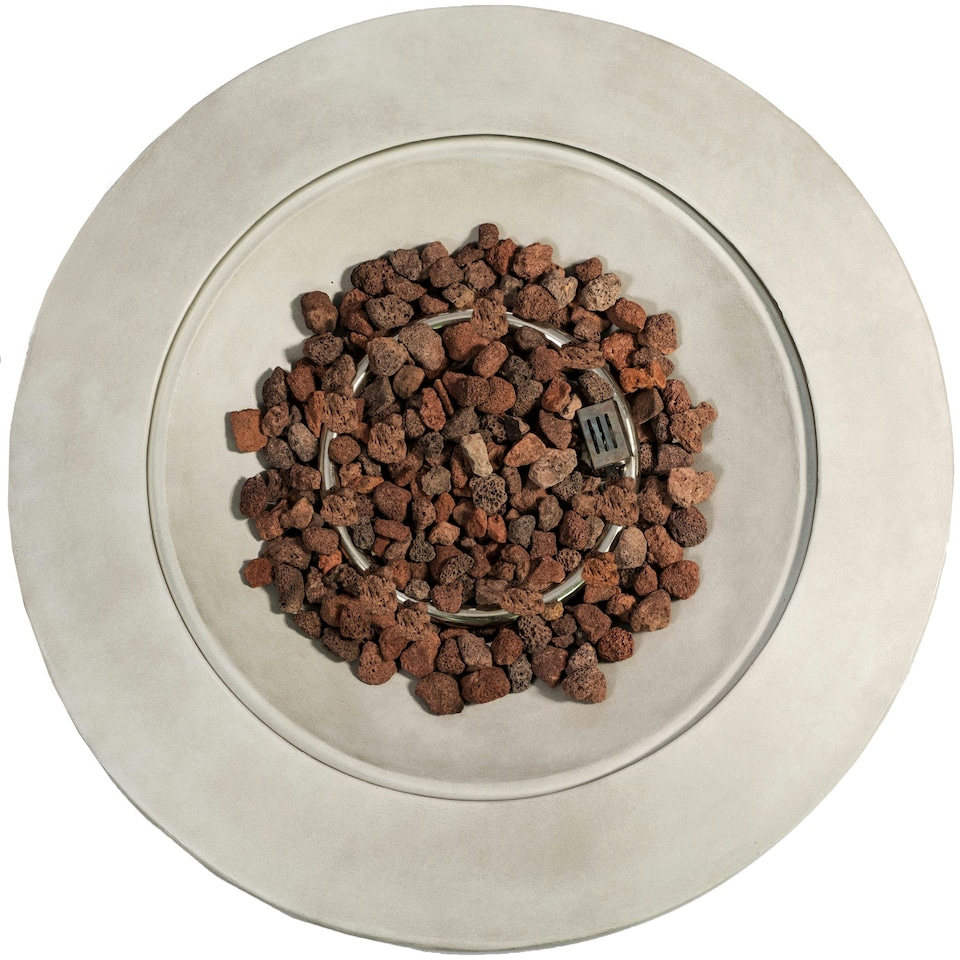 image 1 of MDA Designs TABITI Light Grey Gas Fire Pit for Garden & Patio Luxurious Eco-Stone Finish Outdoor Heater