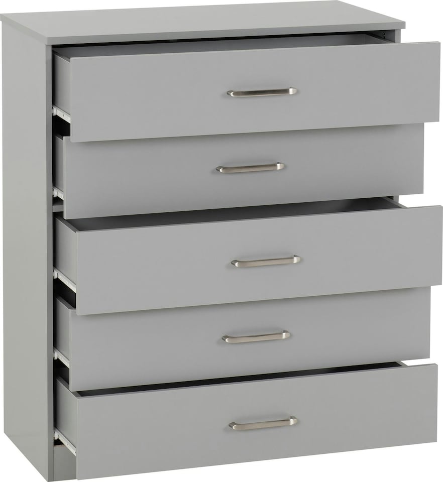 image 1 of Dakota 5 Drawer Chest | Grey | Light Grey