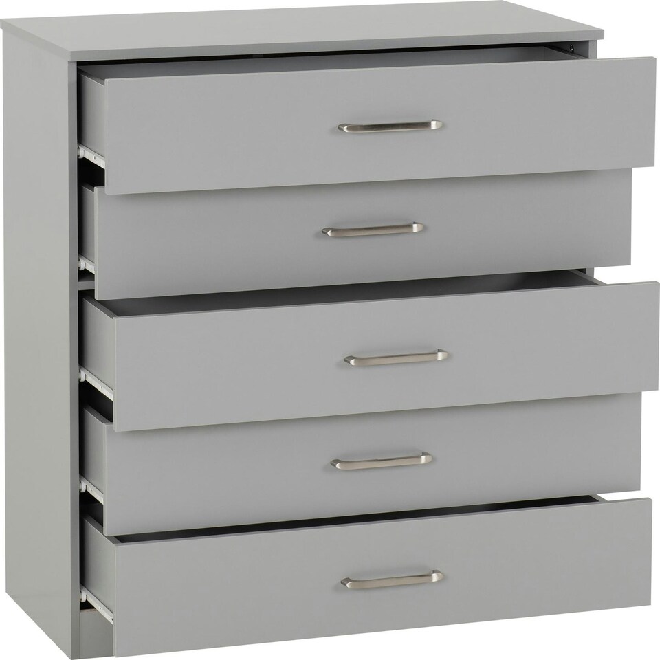 image 1 of Dakota 5 Drawer Chest Grey | Light Grey