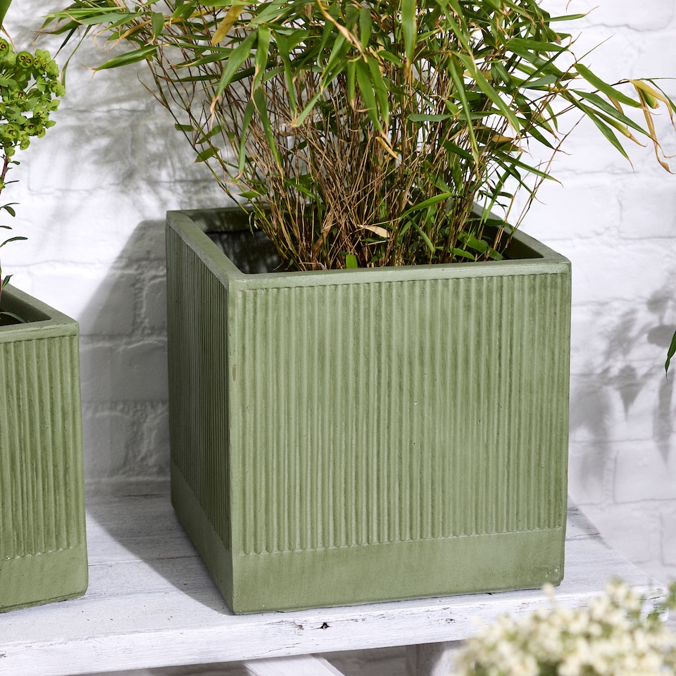 image 1 of Dibor Medium Fibre Clay Outdoor Garden Planter – Sage Green