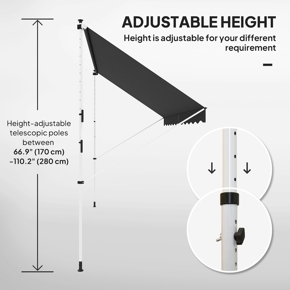image 1 of Outsunny 3 x 1.5 m Retractable patio Awning Floor-to-ceiling shade, Black Black