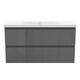 image 1 of AICA 1000mm Wall-Hung Gloss Anthracite Bathroom Vanity Unit With Integrated Sink,2 Soft-Close Drawers for Storage