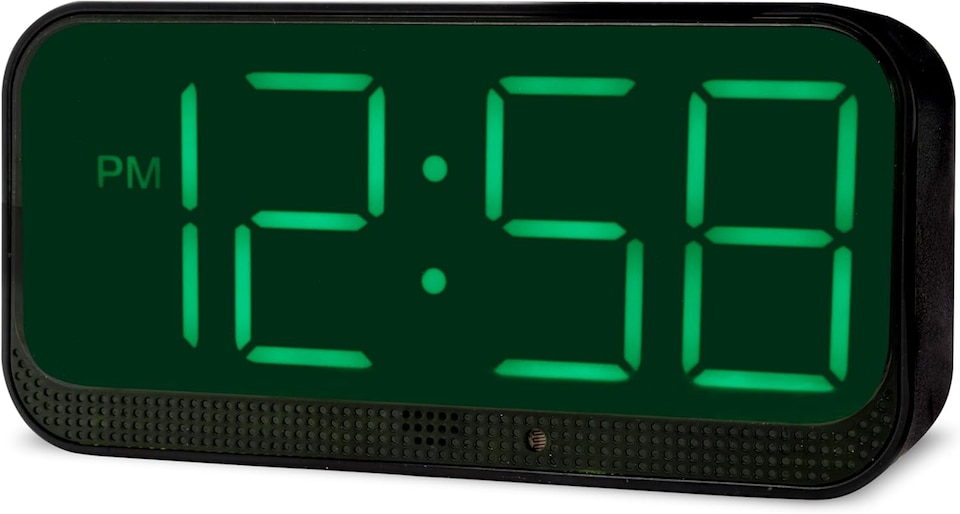 image 1 of Acctim Silas LED Wireless Alarm Clock, 2-inch Display with Adjustable Volume and Brightness | Black | Black/Green