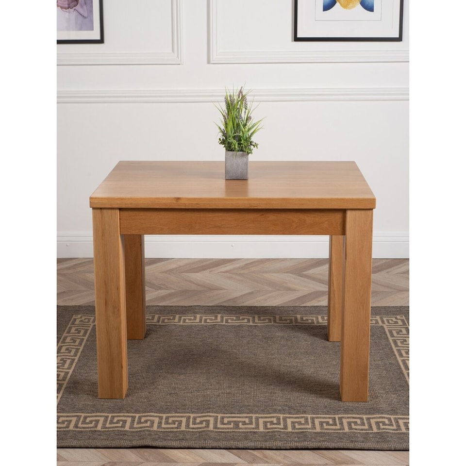 image 1 of Dakot 127cm Chunky Small Solid Oak Dining Table | Brown | Light Oak