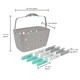 image 8 of JVL Plastic Peg Basket, Grey with 100 Strong Hold Plastic Pegs, Aqua