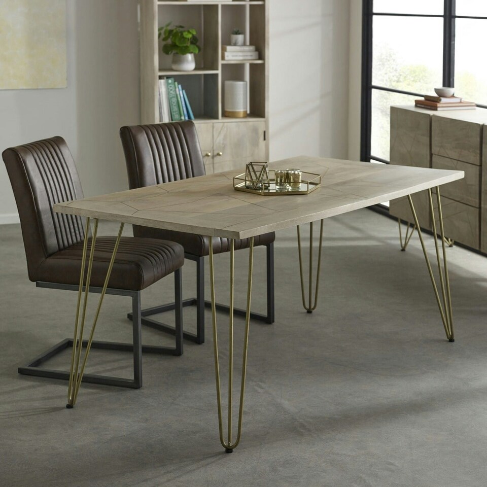 image 1 of Rectangular 6 Seater Dining Table Barbuto Light Mango