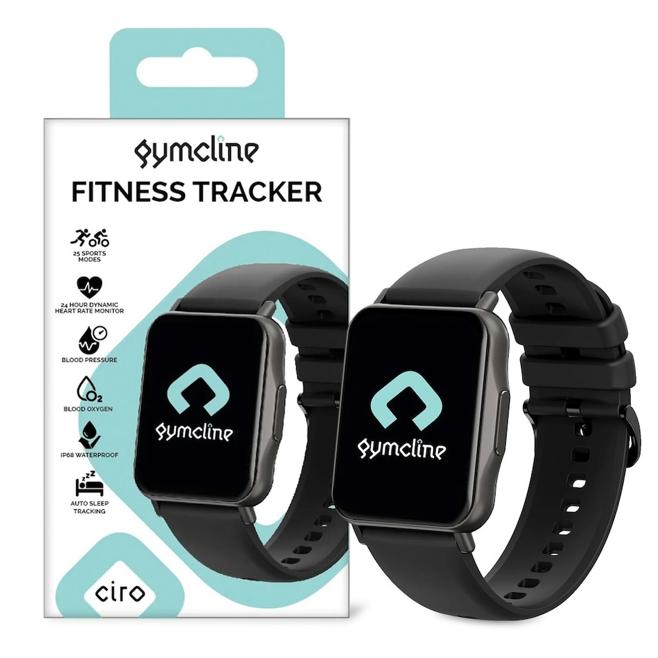 image 1 of Gymcline Ciro Fitness Tracker w/ 25 Sports Modes & IP68 Water Protection, Black