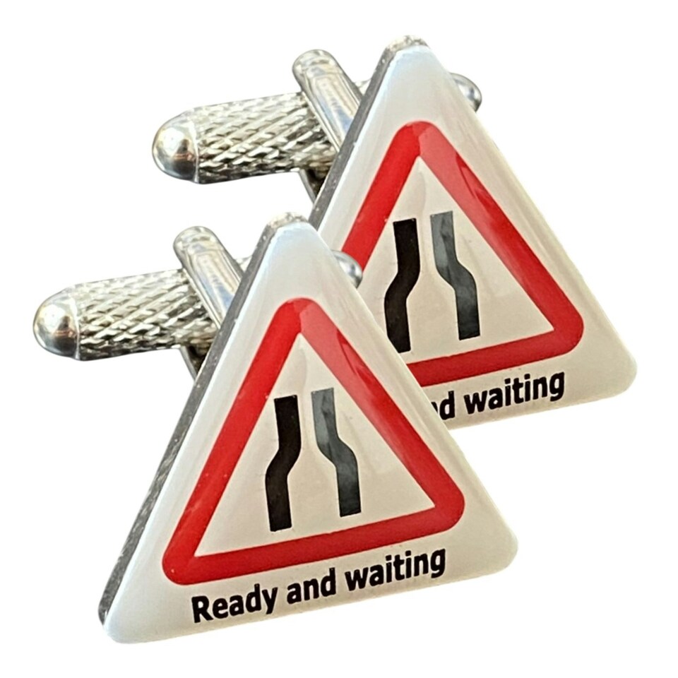 image 1 of Ready and Waiting Cufflinks - Onyx Art CK196 Adult Humour Cuff Links
