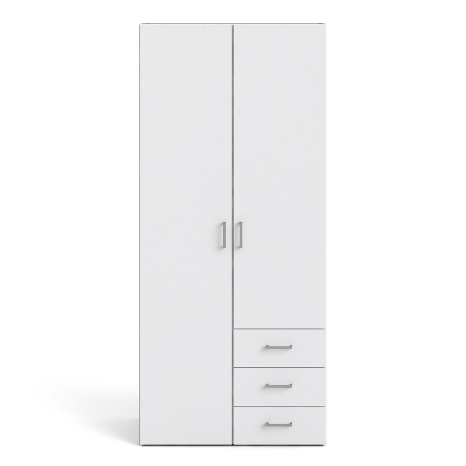 image 1 of Space Wardrobe 2 Doors 3 Drawers White 1750