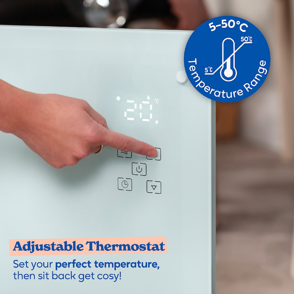 image 1 of Russell Hobbs RHPANH2006W Glass Panel Electric Heater 2000W Smart Wi-Fi Enabled in White