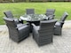 image 1 of Fimous Rattan Garden Furniture Dining Set Table And Chairs Wicker Patio Outdoor 6 chairs plus big round table