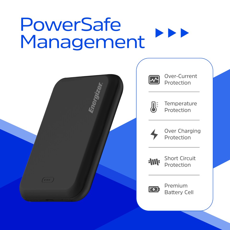 image 1 of Energizer 5mAh Magnetic QI Wireless Power Bank Black