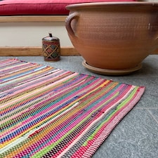 RAINBOW Rug Outdoor and Indoor Flat Weave Style - L200 x W200 - Multicolour | Multi