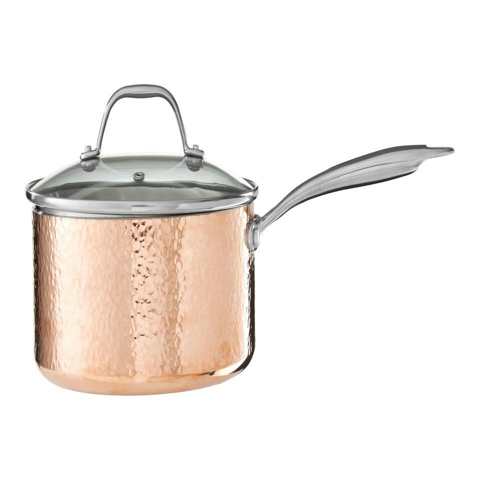 image 1 of Minerva Large Hammered Saucepan Gold