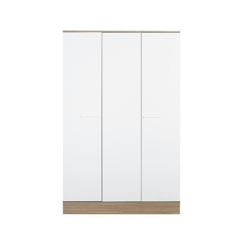 image 1 of Adore Teen White & Oak 3 Door Wardrobe with Shelves White