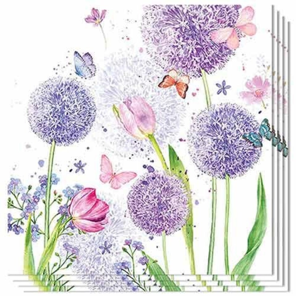 Floral Butterflies Luncheon Napkins 3 Ply 33cm - Pack of 20 Multi