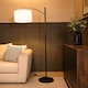image 2 of ValueLights Preto Black Metal Curve Stem Floor Lamp with a Cream Boucle Shade - Bulb Included | Cream