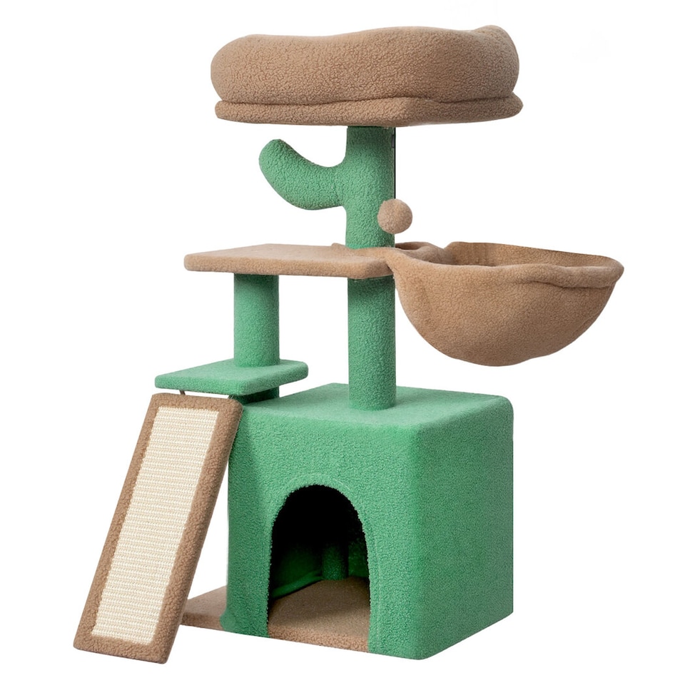 image 1 of Skylos Multi-Level Cat Tree Tower with Condo Hammock Plush Activity Centre