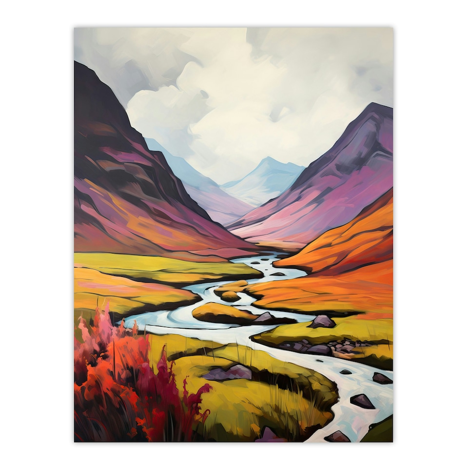 image 1 of Scotland Glencoe Valley Oil Majestic Home Decor Black Framed Wall Art Print A4