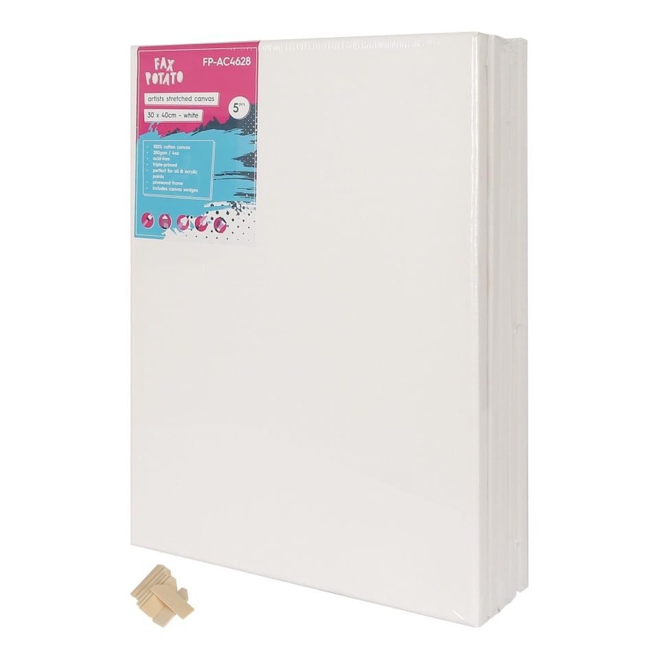 image 1 of Fax Potato Stretched Canvas with Wooden Wedges - 12" x 16" - Pack of 5