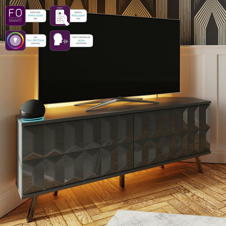 image 1 of Frank Olsen Elevate 1200 Corner Tv Cabinet Grey | Grey