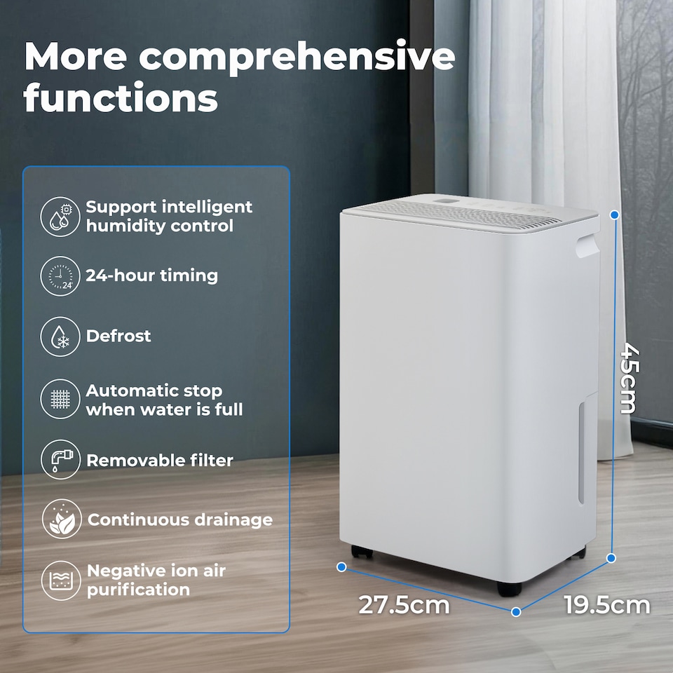 image 1 of Spector 10L Portable Dehumidifier White Air Purifier Quiet Moisture Extractor | White