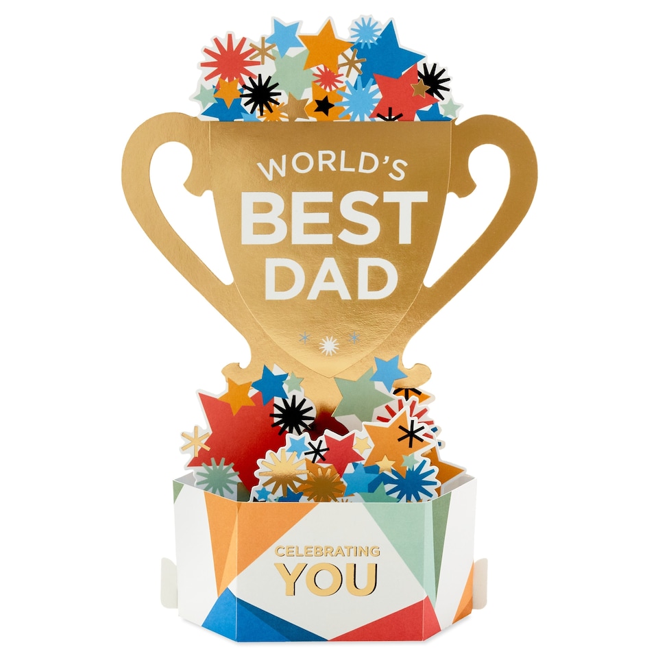 image 1 of Hallmark Father's Day Card For Dad - 3D Pop-Up 'Best Dad' Trophy