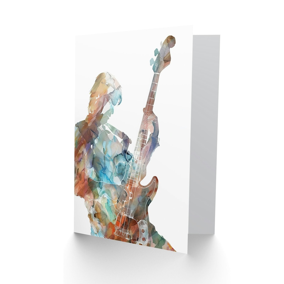 image 1 of Bass Player Musician Bassist Watercolour Him Her Birthday Card