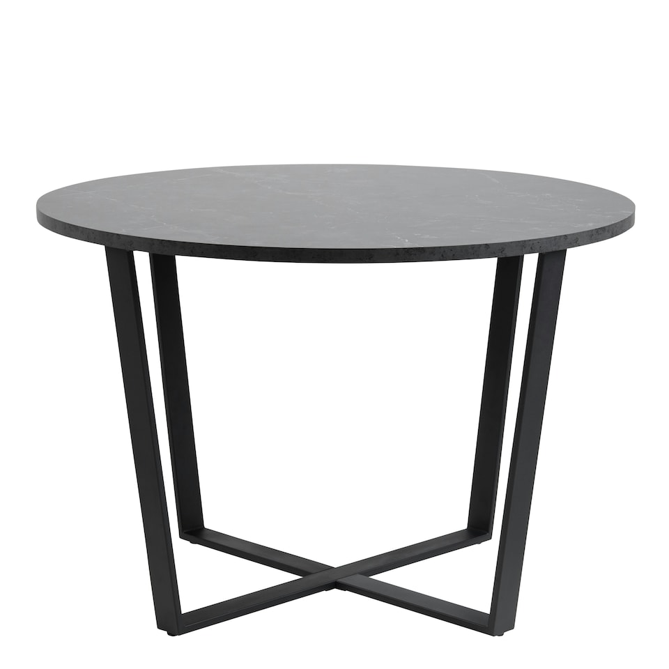 image 1 of Amble Round Dining Table with Black Marble Melamine Top & Black Legs