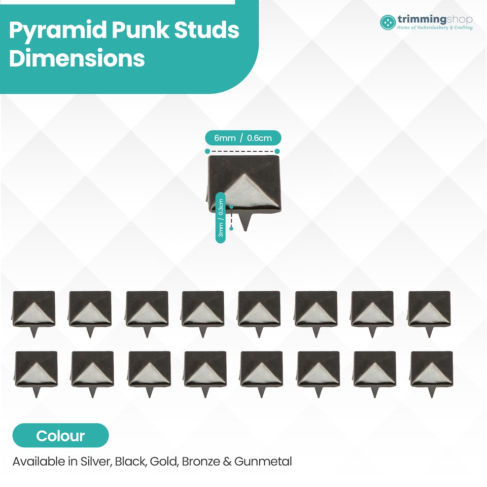 image 1 of 6mm Pyramid Shaped Nail Head Studs Square Metal Leather Rivets - 50pcs