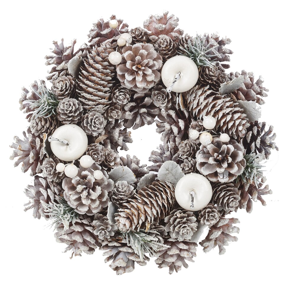image 1 of 26cm Christmas Wreaths with Pine Cone Ornaments