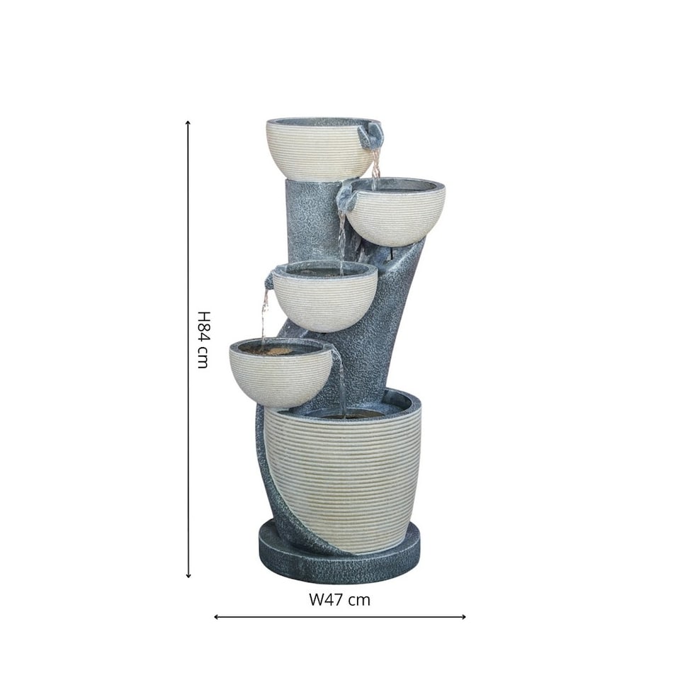 image 1 of Outdoor Cascading Bowl Water feature - Cement - L37 x W47 x H84 cm - Black