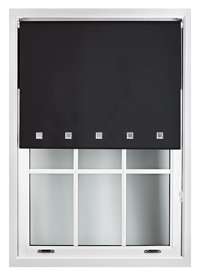 image 1 of Cut to Size Blackout Roller Blind with Square Eyelets | Custom Fit Window Blind by Furnished