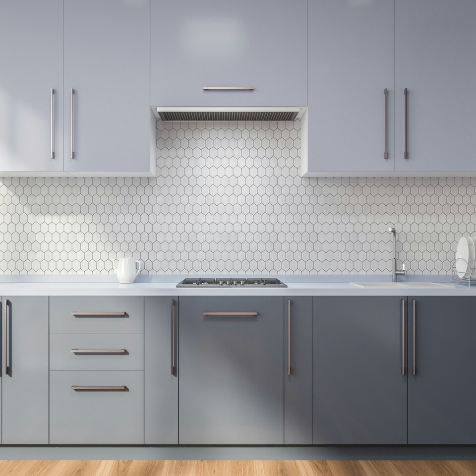image 1 of Wall Tile Hexagon 30.5x30.5cm White (5 Tiles Per Pack)